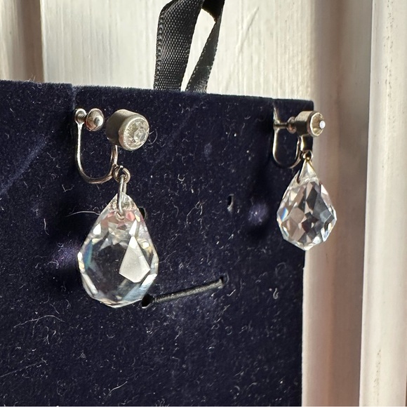 Art Deco Leaded Glass Crystal Teardrop Earrings - Picture 2 of 8